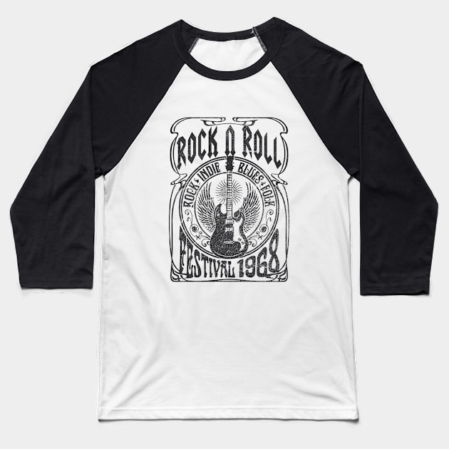 Rock N Roll Festival Baseball T-Shirt by live in the moment